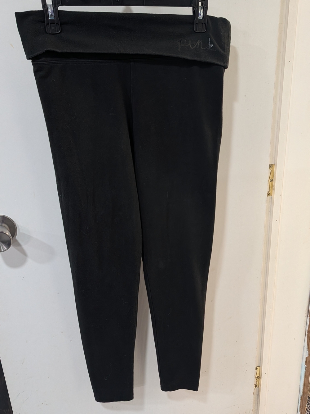 PINK Victoria's Secret Black Fold-Over Waist Leggings